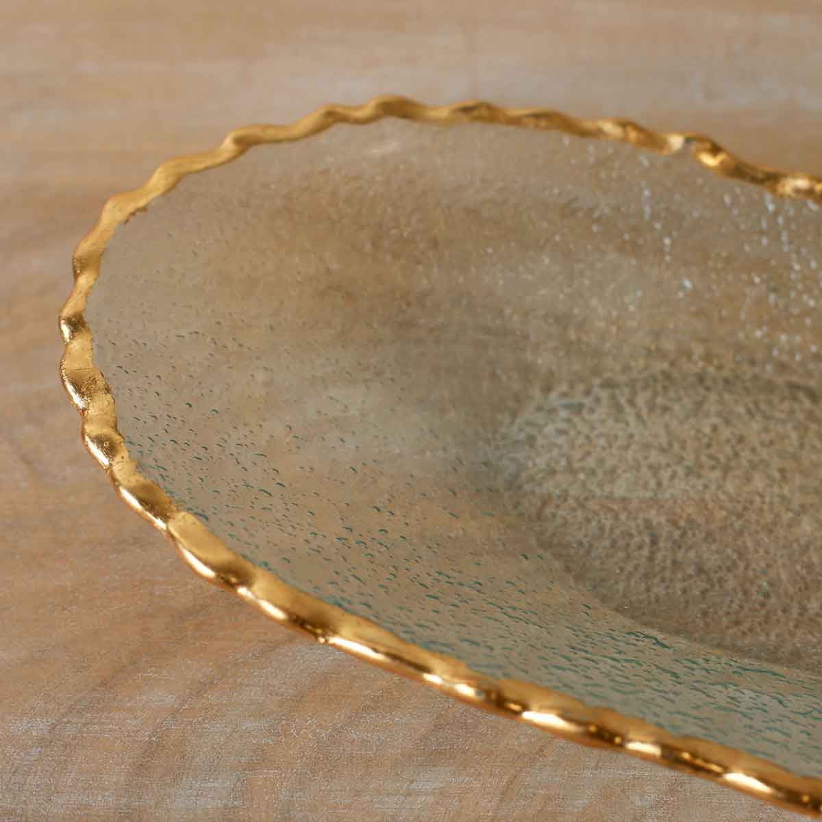 Seward Oval Serving Tray   Clear/Gold   14.75x7.25