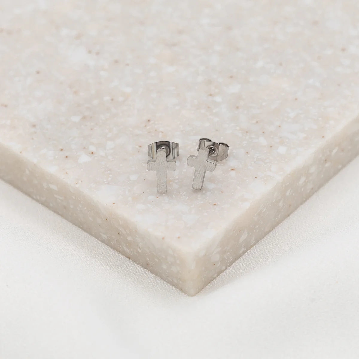 Faith Petite Cross Earrings - Silver