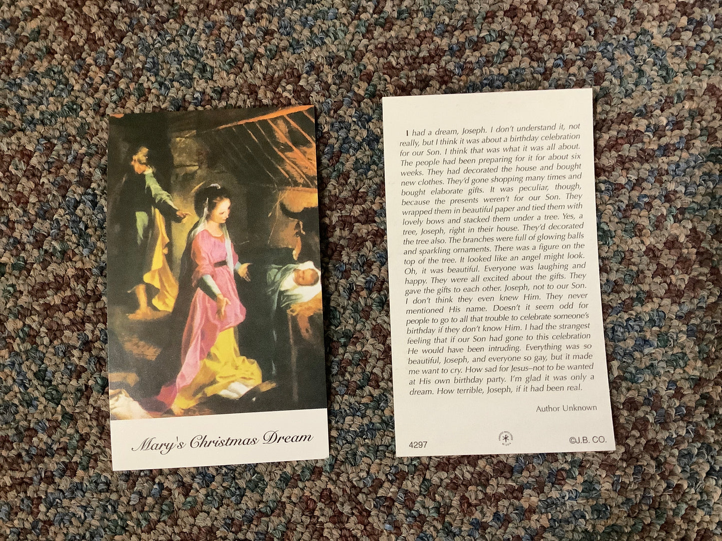 Mary's Christmas Dream Paper Prayer Card