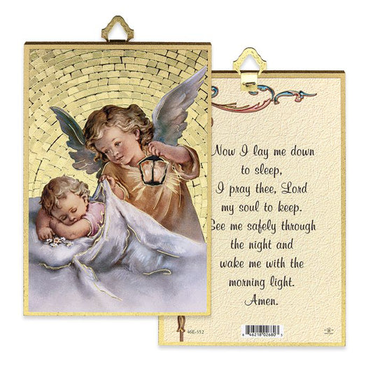 4" x 6" Gold Foil Guardian Angel with Lamp Mosaic Plaque