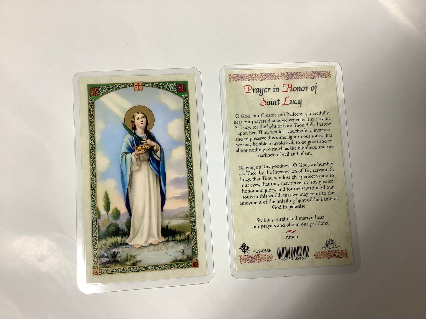 St. Lucy Prayer Card