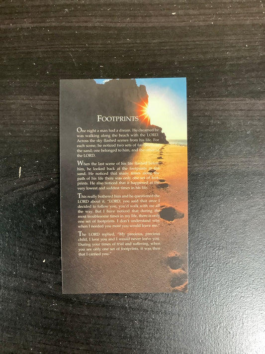 Footprints Paper Prayer Card