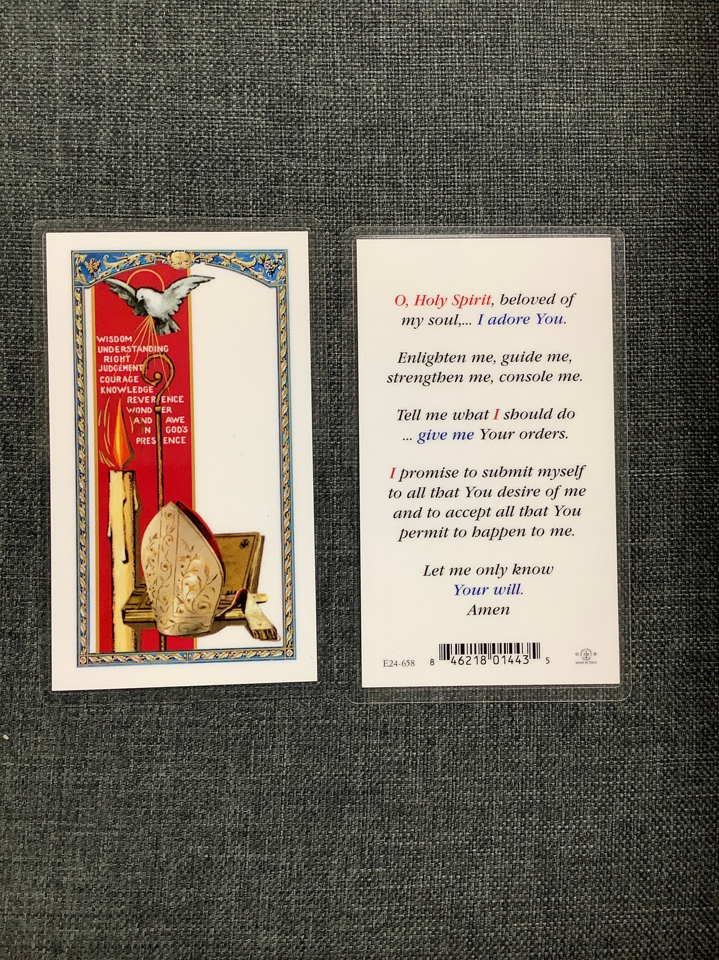 Confirmation Holy Spirit Seven Gifts Holy Card