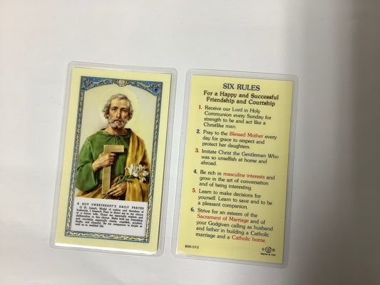 Six Rules for a Happy and Successful Friendship & Courtship Prayer Card