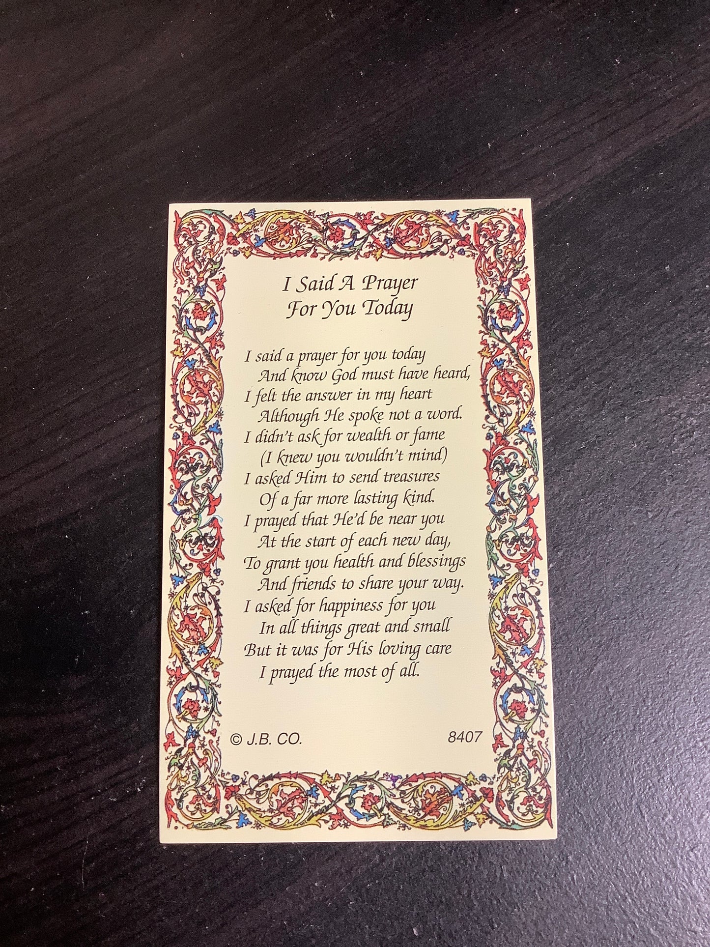 I Said a Prayer For You Today Paper Prayer Card