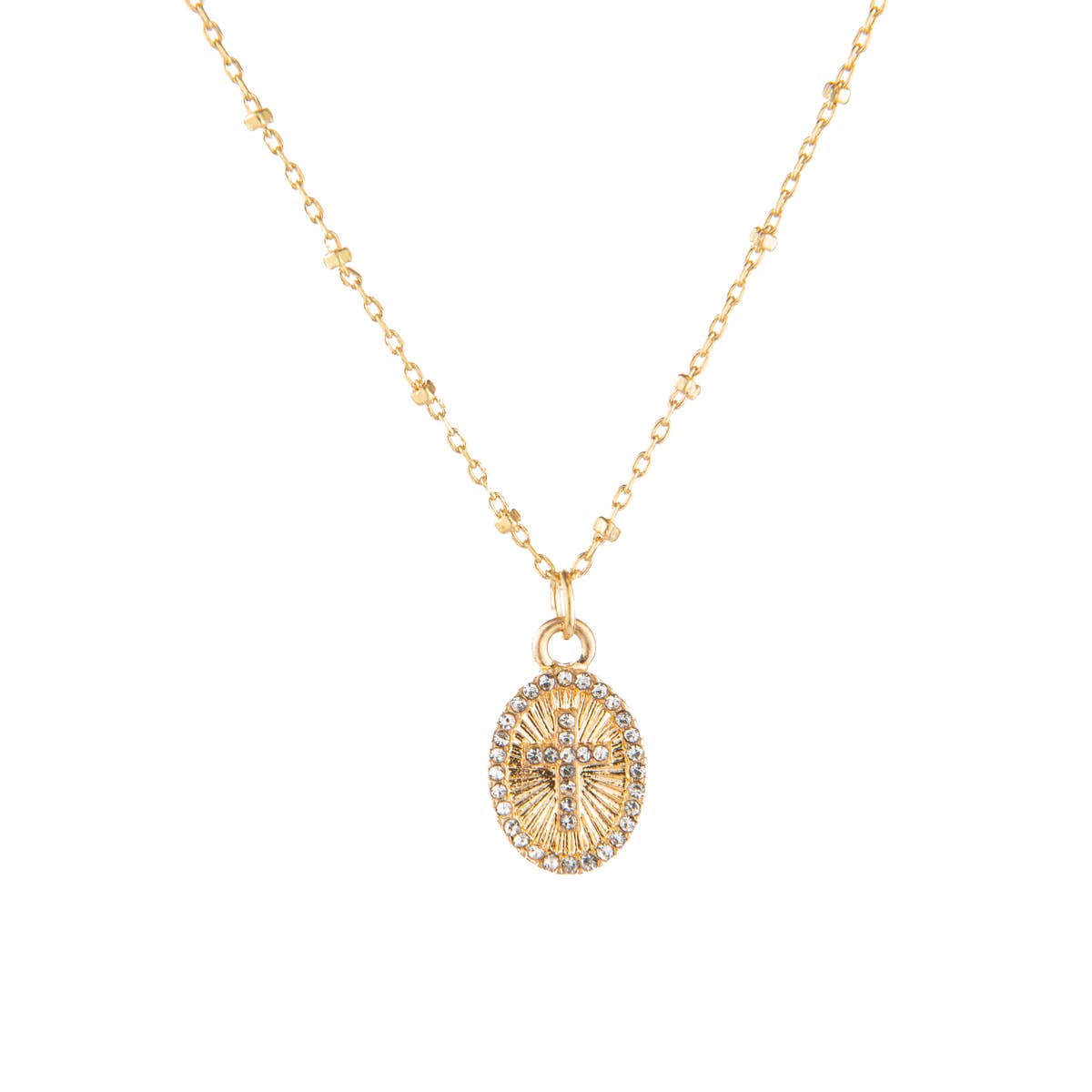 Cross Medallion Necklace   Gold