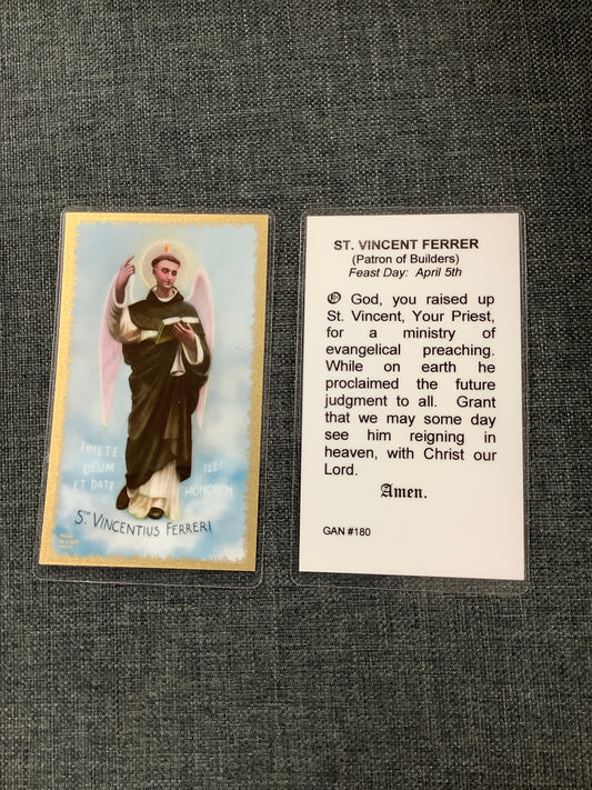 St. Vincent Ferrer, Patron of Builders Prayer Card