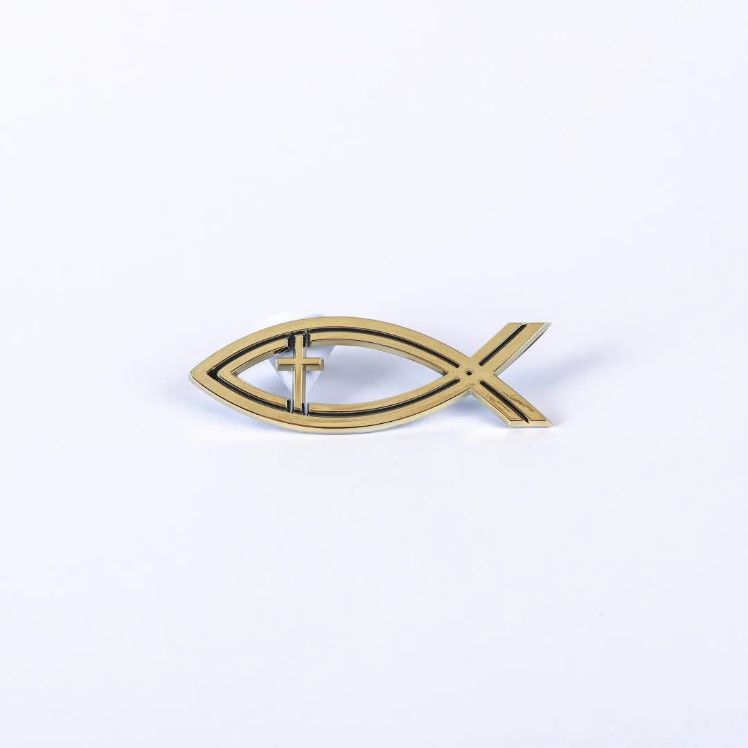 Auto Emblem - Fish Cross - Gold