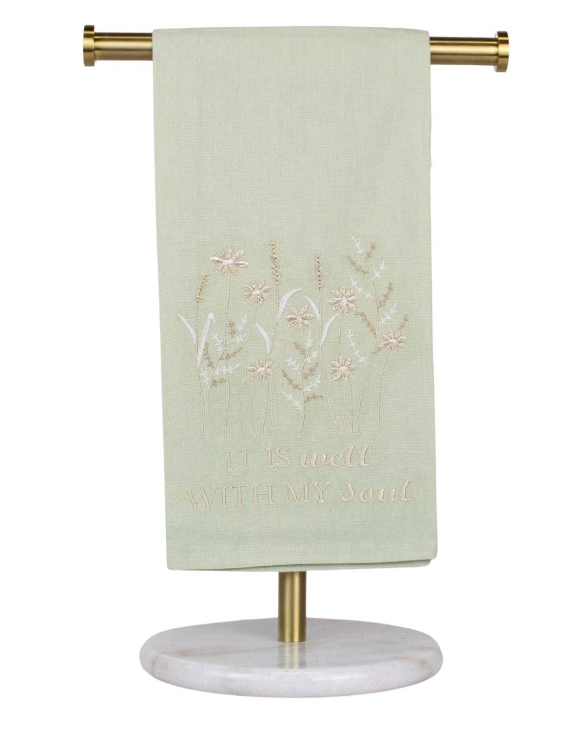 Well With My Soul Hand Towel   Green/Cream   20x28