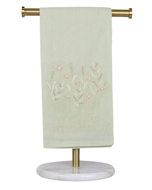 Well With My Soul Hand Towel   Green/Cream   20x28