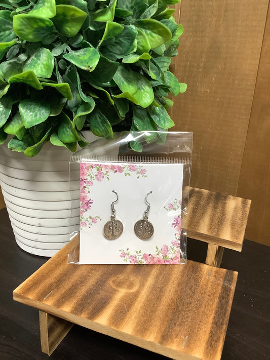 Silver St. Benedict Dangle Earrings