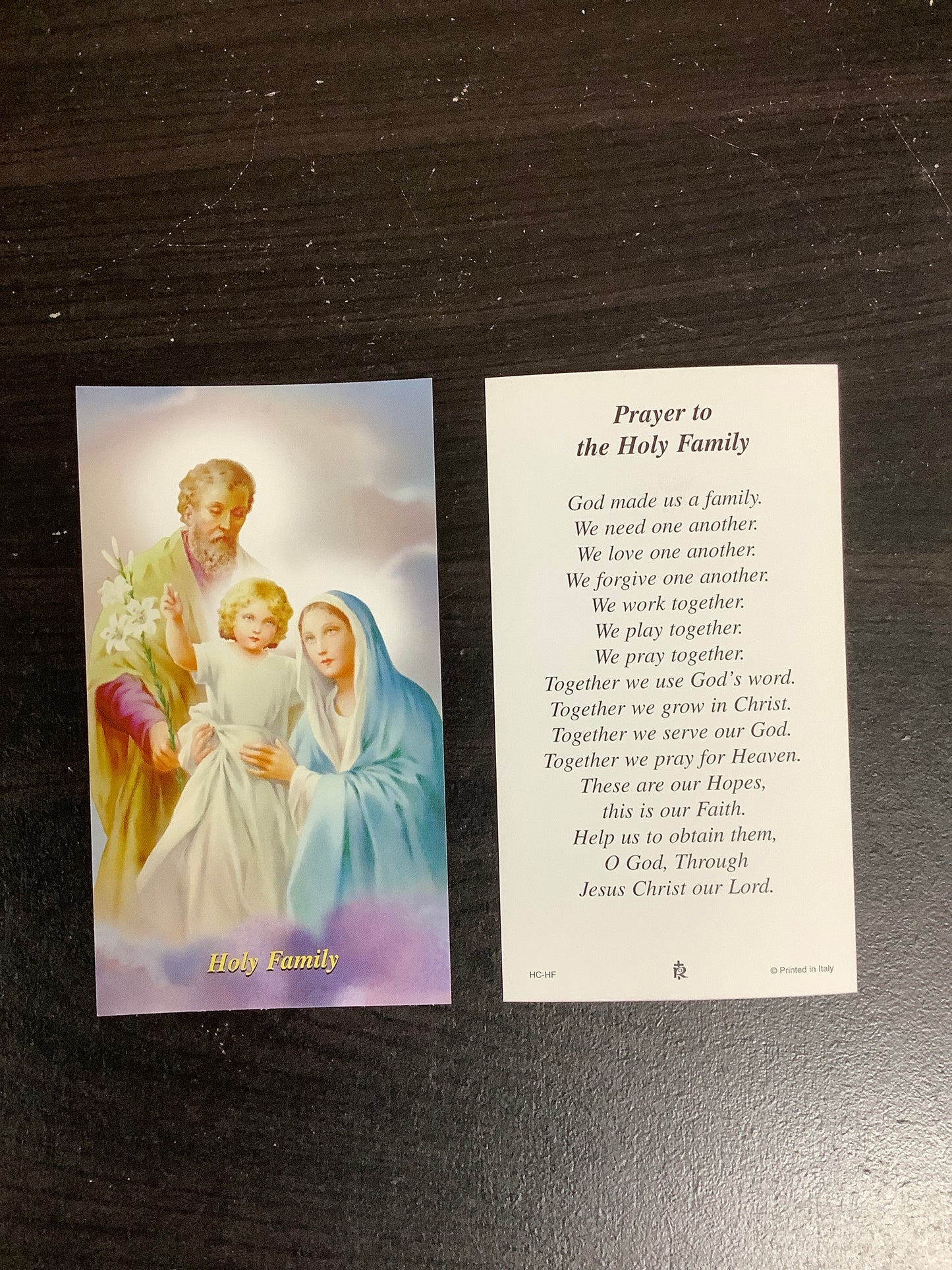 Holy Family Paper Prayer Card