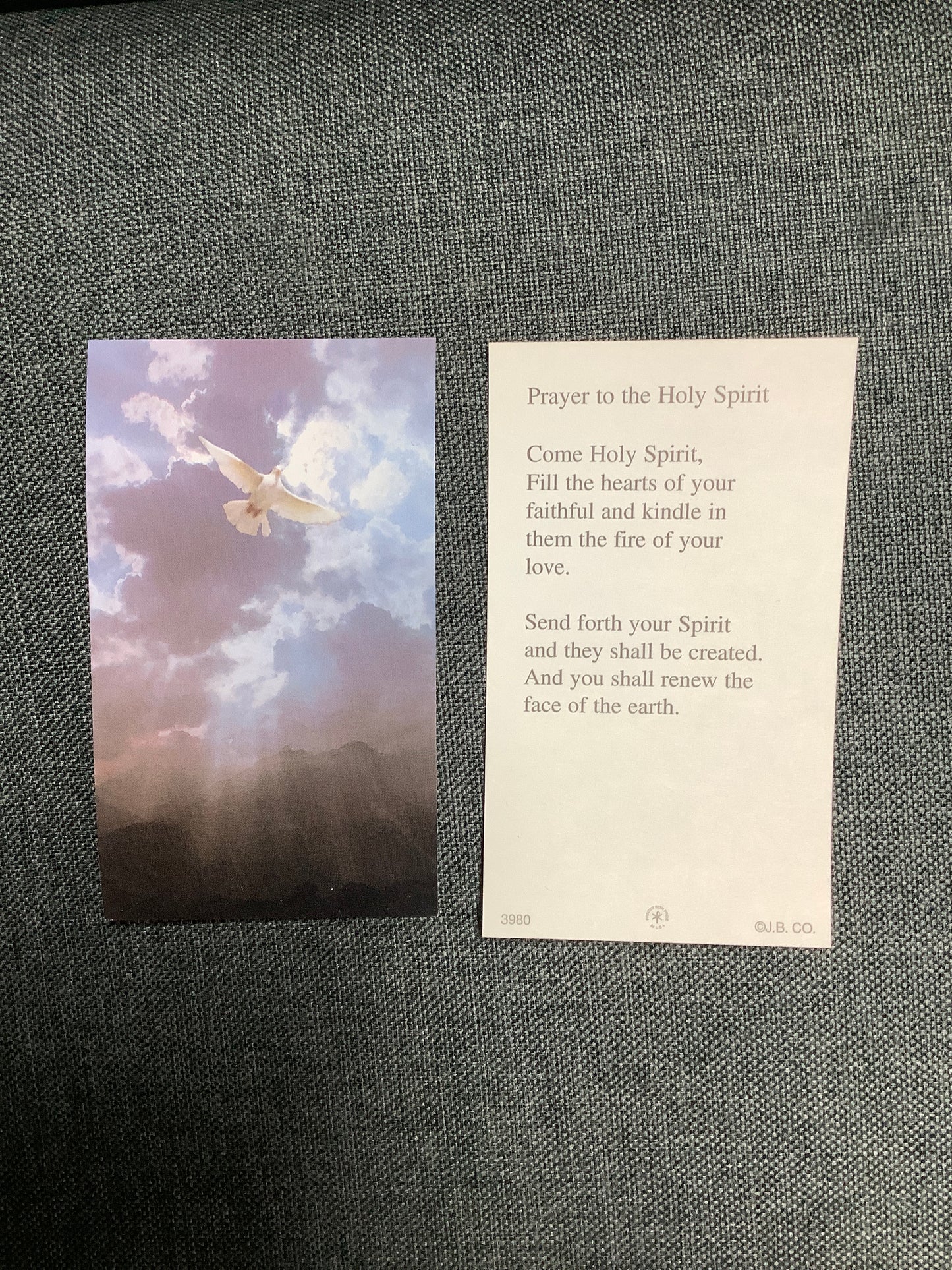 Prayer to the Holy Spirit Paper Prayer Card