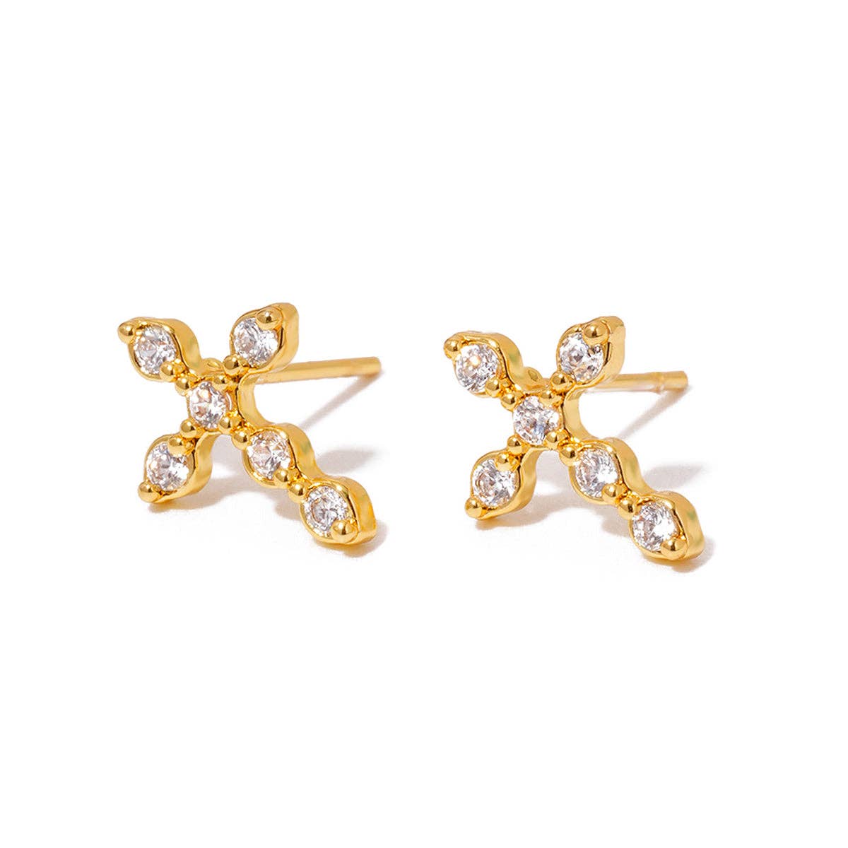 Diamond Cross Stud Earrings