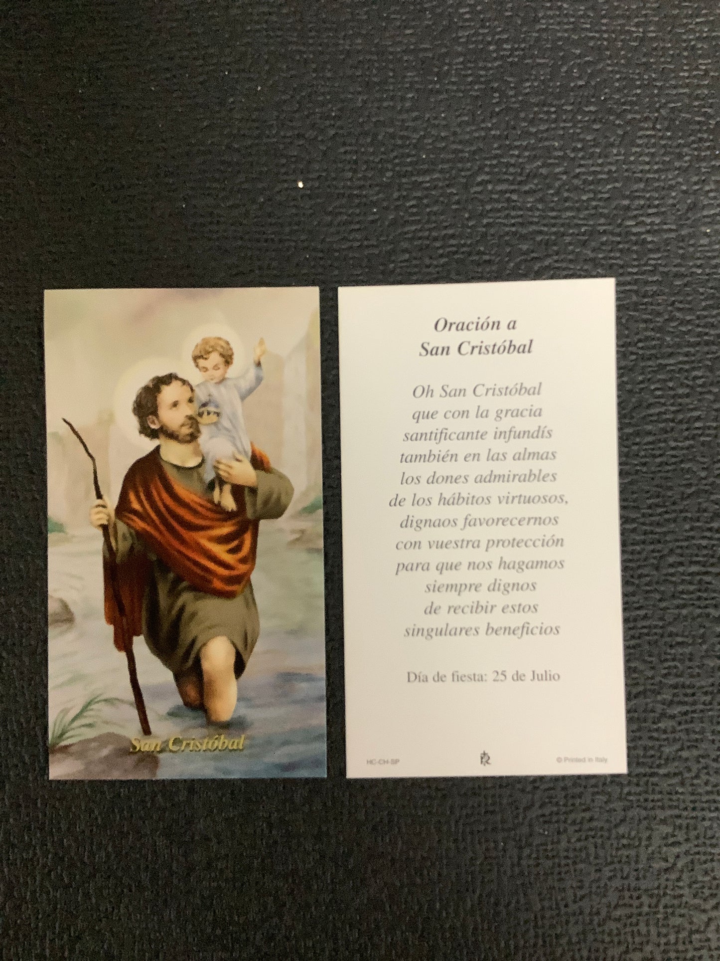 St. Christopher Paper Prayer Card - Spanish