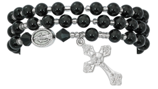Black Agate Twistable Rosary Bracelet