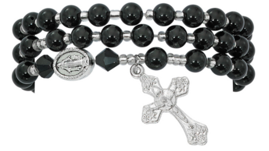 Black Agate Twistable Rosary Bracelet