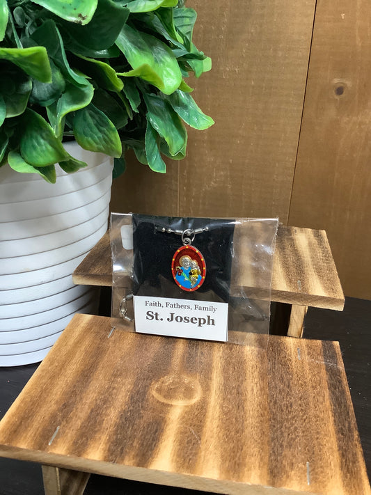 St. Joseph Painted Pewter Medal