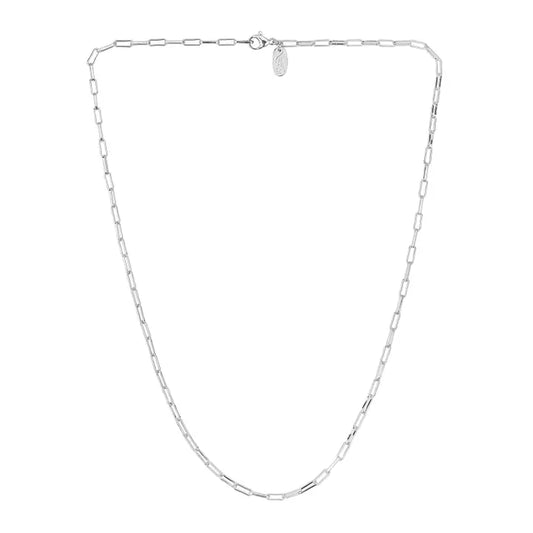 19" Paperclip Chain Necklace, Silver