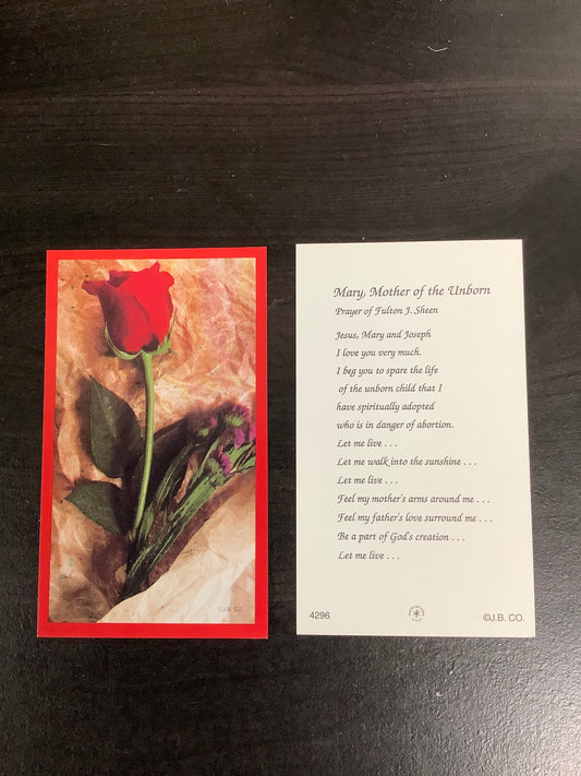 Prayer for the Unborn Paper Prayer Card
