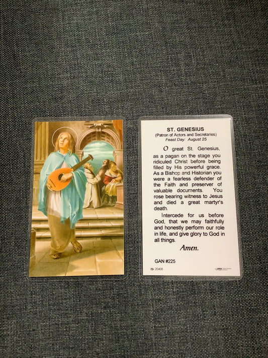 St. Genesius, Patron of Actors & Secretaries Prayer Card