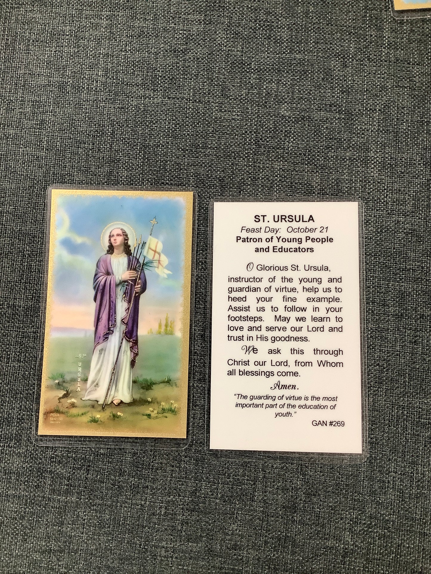 St. Ursula, Patron of Young People and Educators Prayer Card