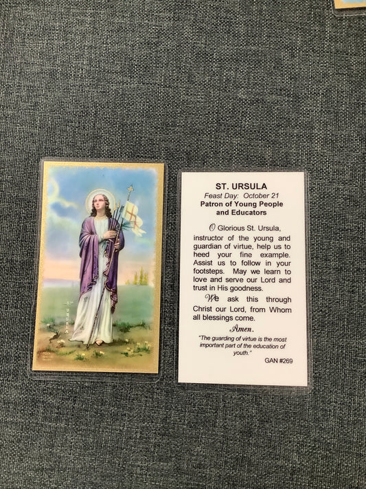 St. Ursula, Patron of Young People and Educators Prayer Card