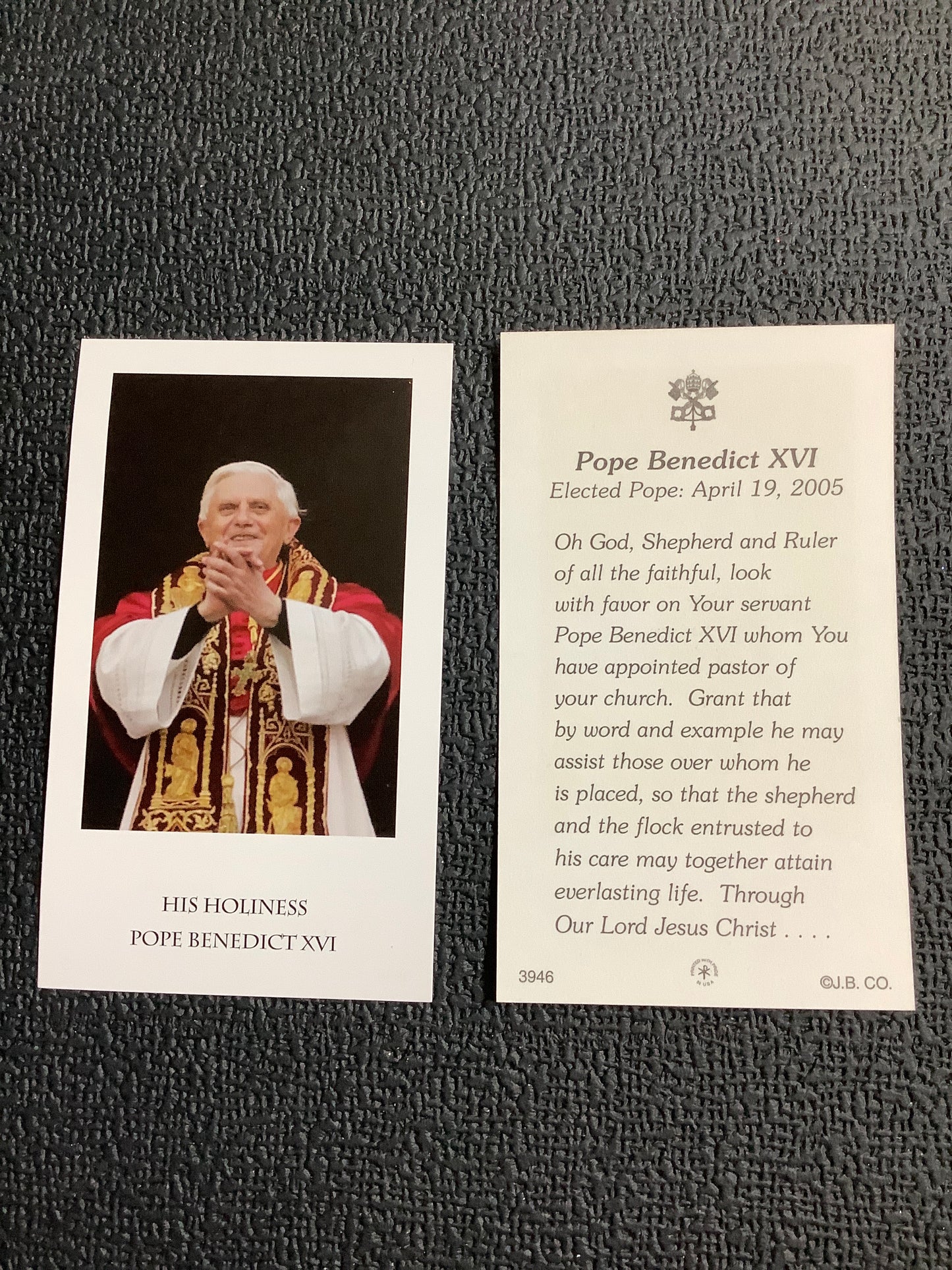 Pope Benedict XVI Paper Prayer Card