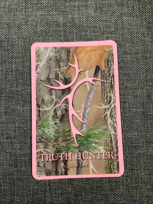 Pink Camo Truth Hunter Prayer Card