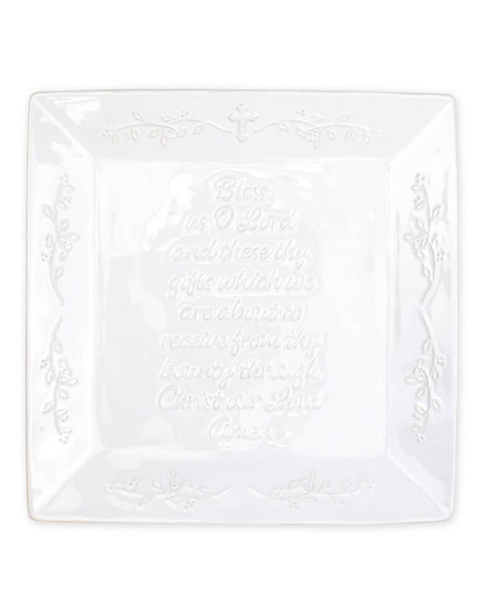 Grace Prayer Platter   White   11.5x11.5