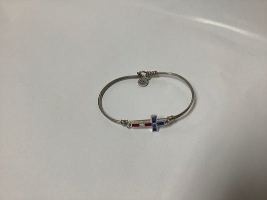 Silver Cross Red White & Blue Bracelet