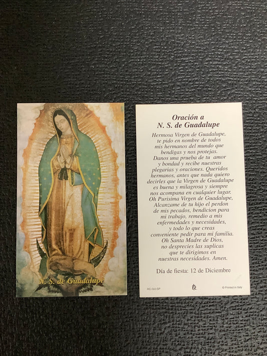 Our Lady of Guadalupe Paper Prayer Card - Spanish