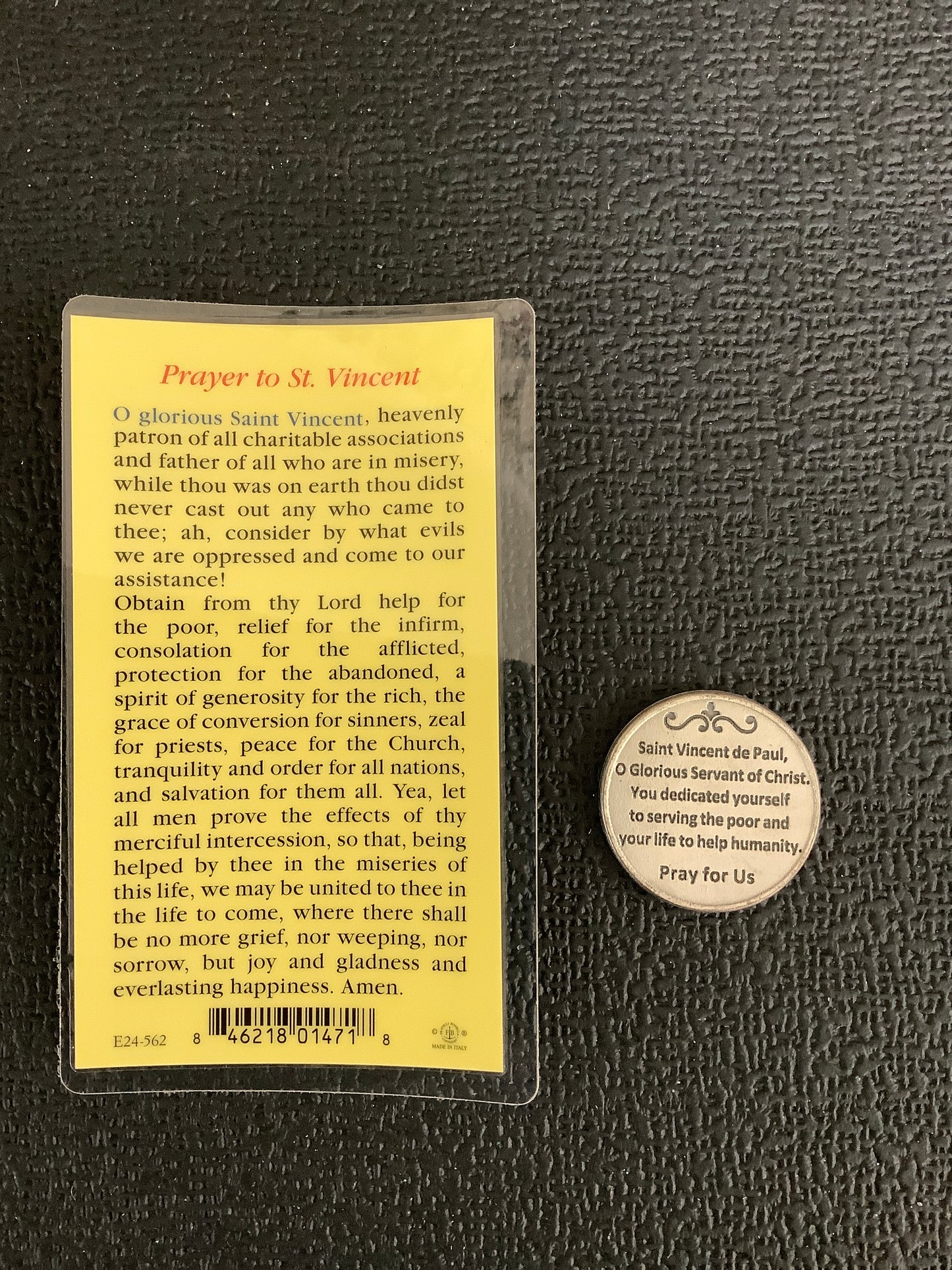 Prayer Card and Pocket Token - St. Vincent de Paul