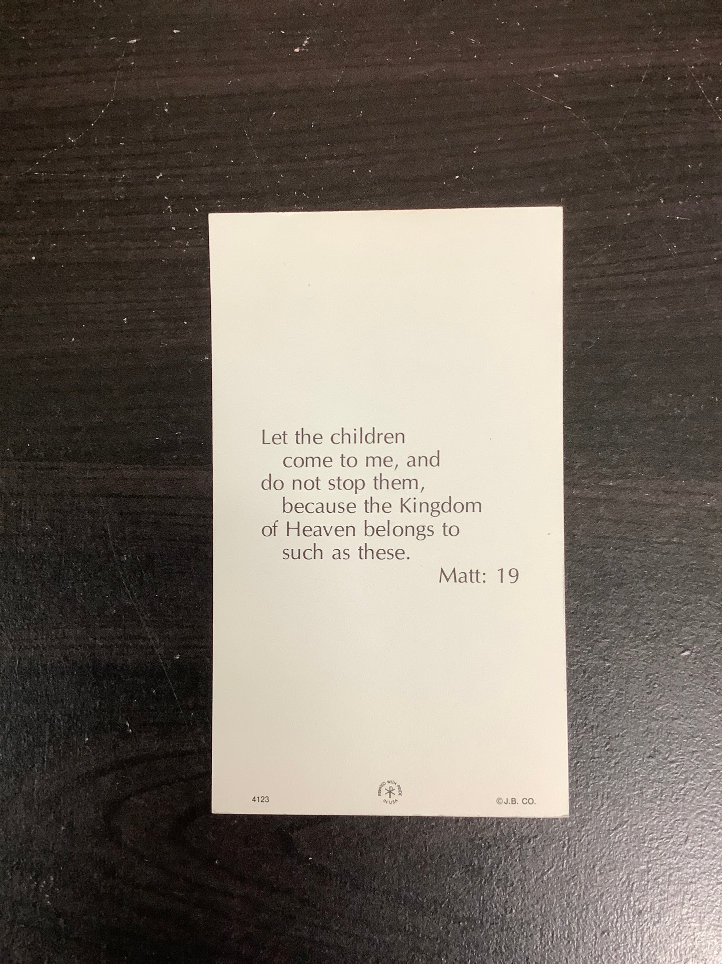 Matthew 19 Paper Prayer Card