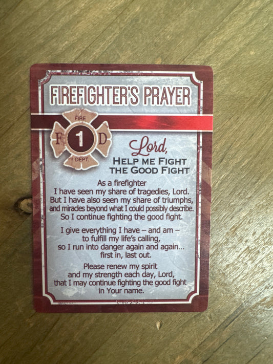 Laminated Prayer Card- Firefighter's Prayer