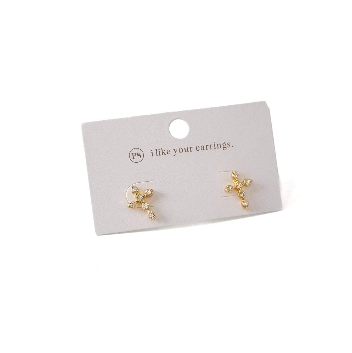Diamond Cross Stud Earrings