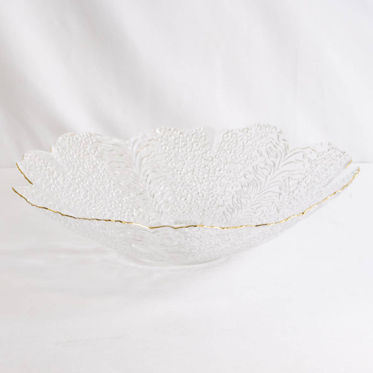 Cannes Glass Serving Bowl   Clear/Gold   13"