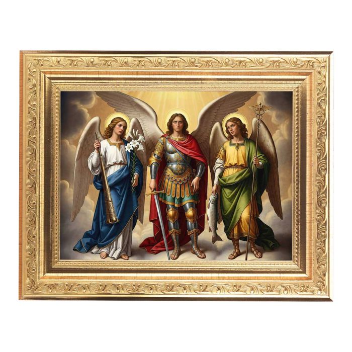 Gold Ornate Frame with a 6" x 8" The Three Archangels Print