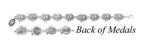 Silver Oxidized Rose Saint Bracelet