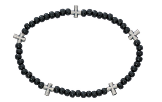 Black Wood Stretch Cross Bracelet