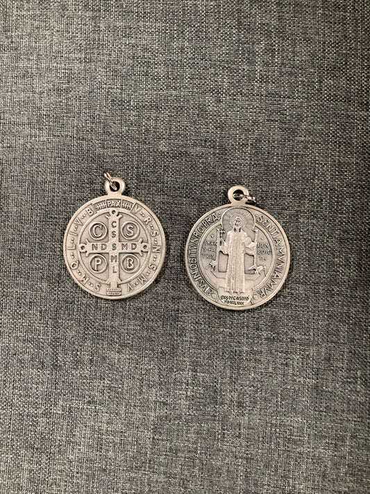 Large Silver Tone St. Benedict Medal