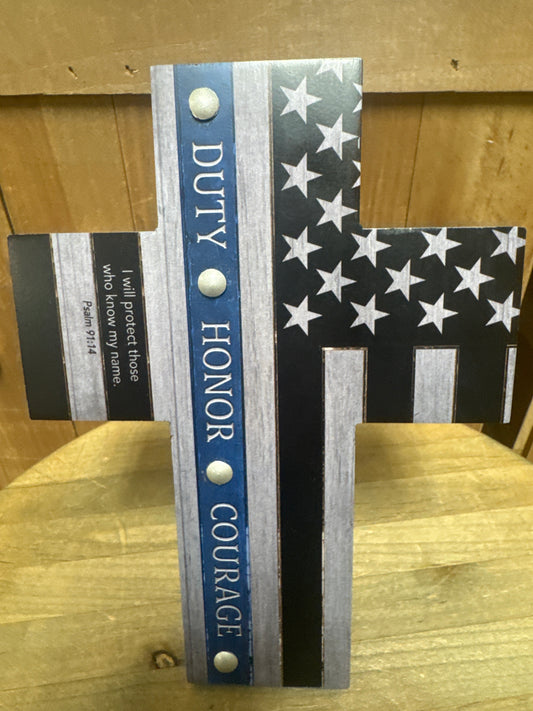 Police Officer Blue Line Cross