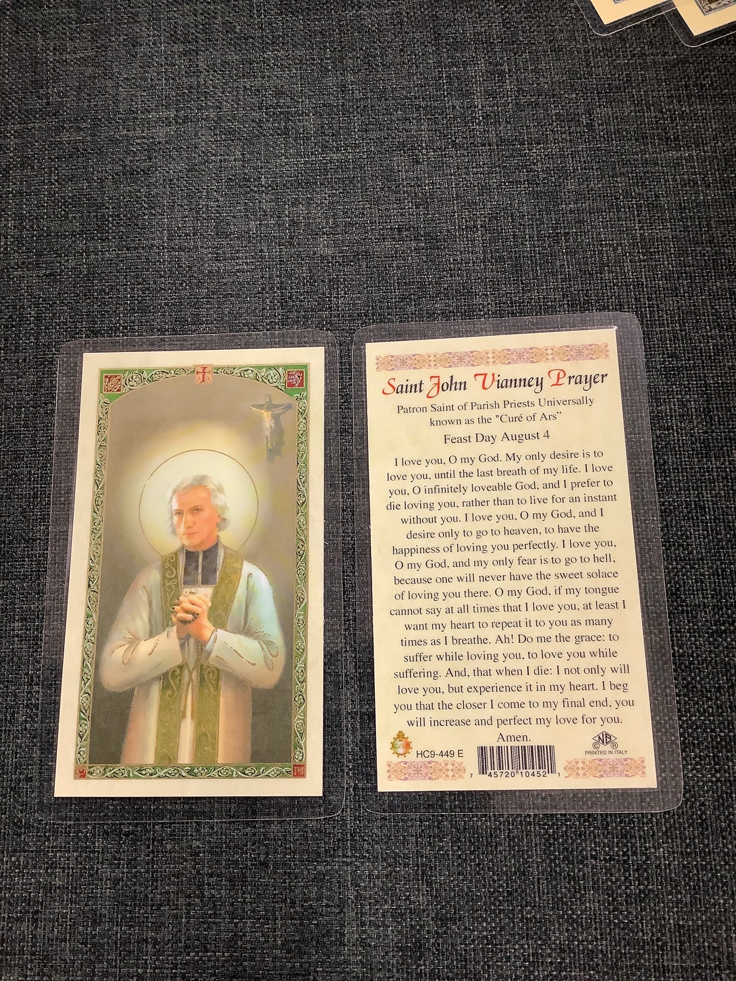 St. John Mary Vianney, Patron Saint of Parish Priests Prayer Card
