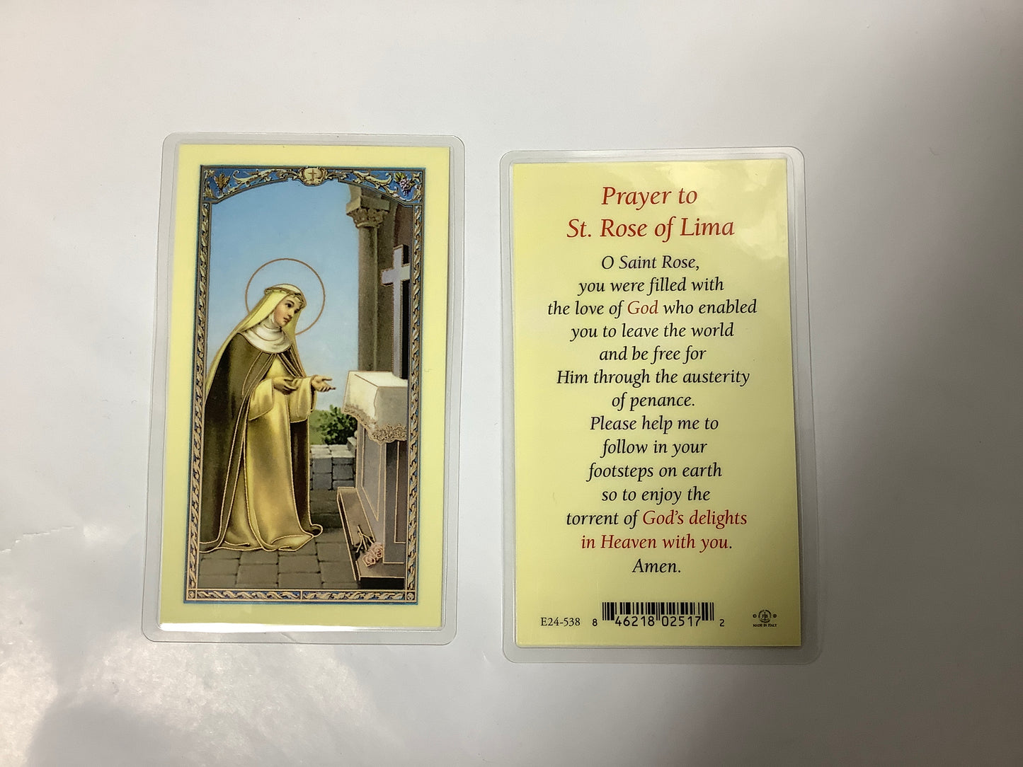St. Rose of Lima Prayer Card