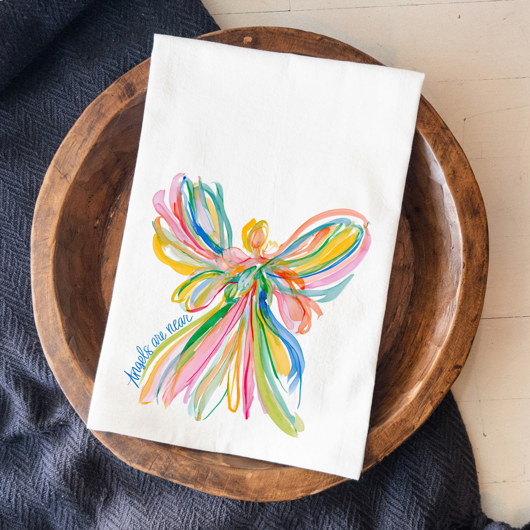 Angels Are Near Tea Towel
