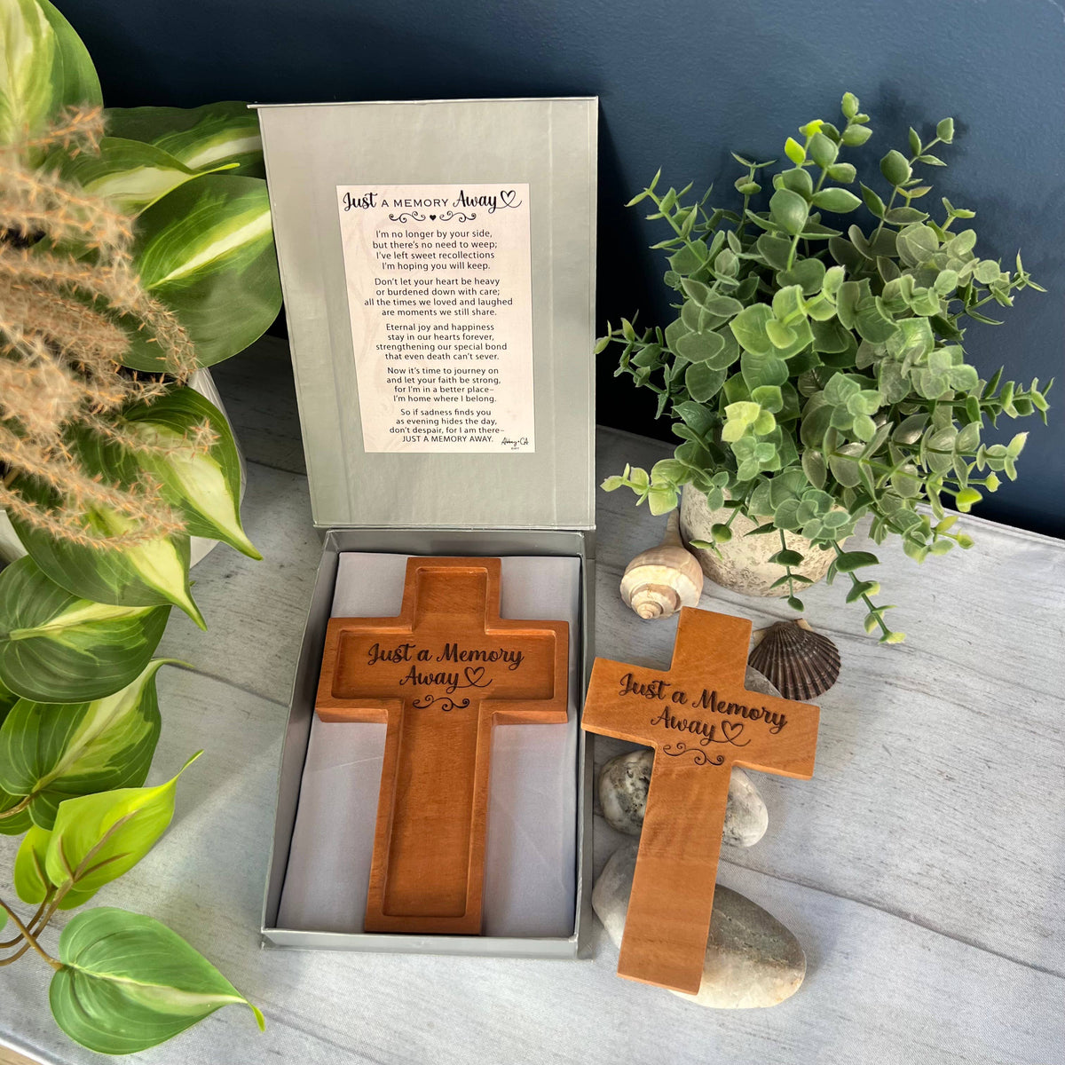 Just A Memory Away Cedar Two-Piece Cross