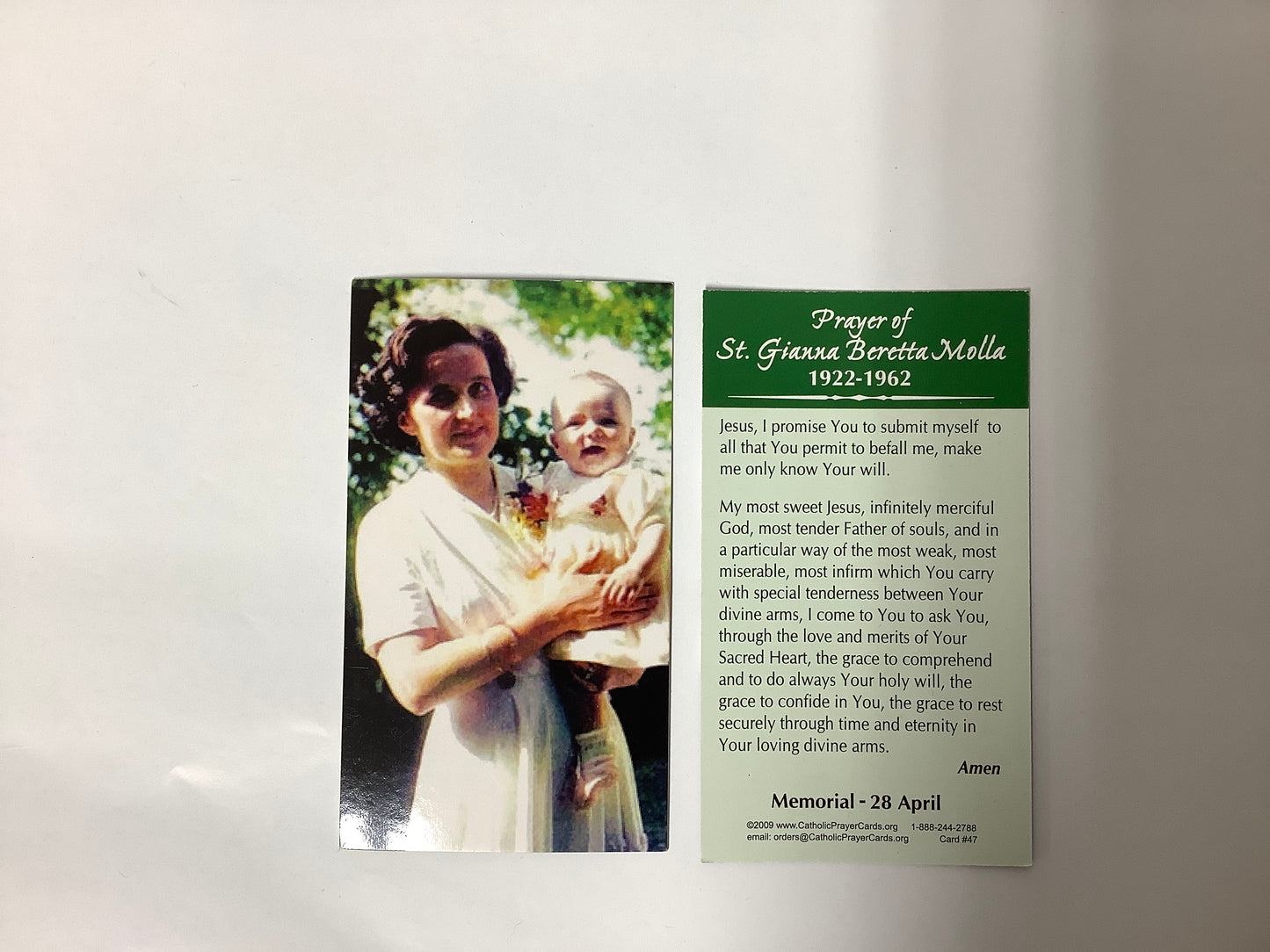 St. Gianna Beretta Molla Prayer Card