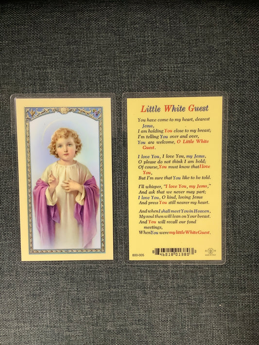 Little White Guest Christ Child Holy Card