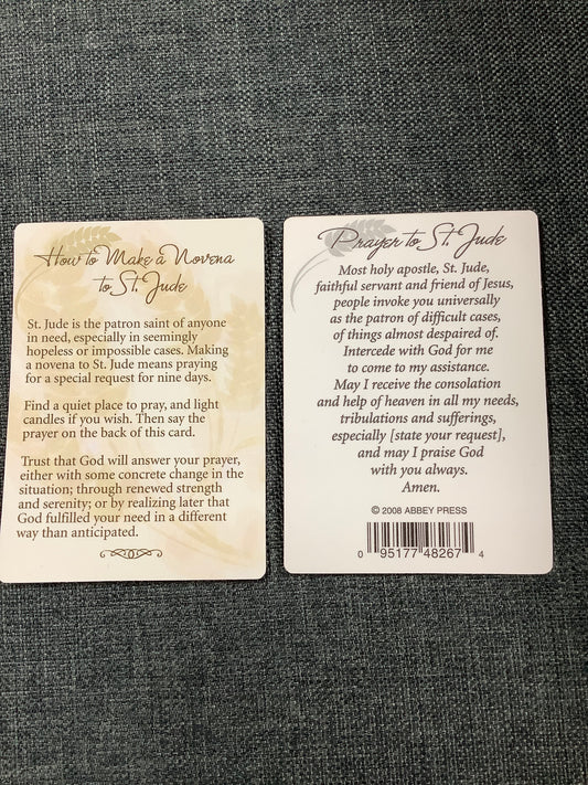 Novena to St. Jude Prayer Card