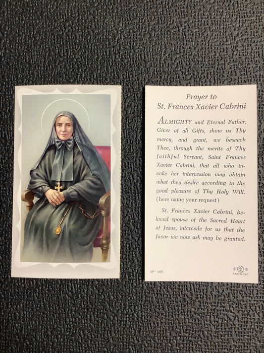 St. Frances Xavier Cabrini Paper Prayer Card
